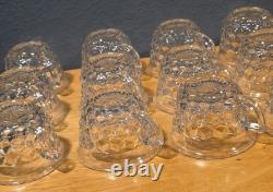 Fostoria American Cubist Elegant Glass Punch Bowl High Foot Base With 13 Cups