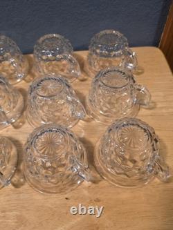 Fostoria American Cubist Elegant Glass Punch Bowl High Foot Base With 13 Cups