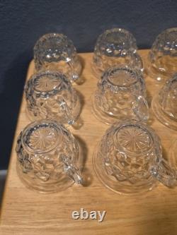 Fostoria American Cubist Elegant Glass Punch Bowl High Foot Base With 13 Cups