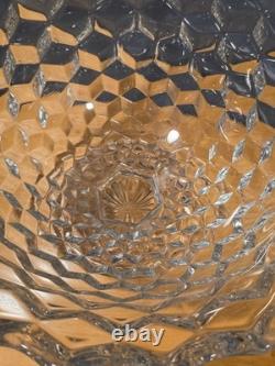 Fostoria American Cubist Elegant Glass Punch Bowl High Foot Base With 13 Cups