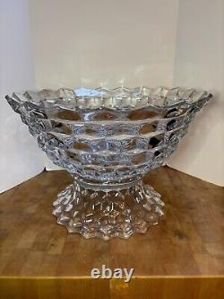 Fostoria American Cubist Punch bowl Set With Stand 2 Pcs 14.5 X 9.5 Tall