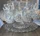 Fostoria American Footed punch bowl centerpiece + Underplate + 12 Cups + Ladle