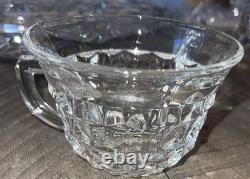 Fostoria American Footed punch bowl centerpiece + Underplate + 12 Cups + Ladle