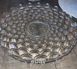 Fostoria American Footed punch bowl centerpiece + Underplate + 12 Cups + Ladle