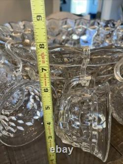 Fostoria American Footed punch bowl centerpiece + Underplate + 12 Cups + Ladle