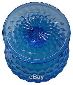 Fostoria American / Libochovice RARE Blue Cube Footed Punch Bowl