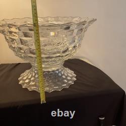 Fostoria American Pattern Glass Punch Bowl And Base