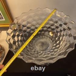 Fostoria American Pattern Glass Punch Bowl And Base