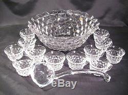 Fostoria American Punch Bowl 14 12 Cups Matching Glass Ladle