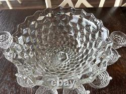 Fostoria American Punch Bowl 8 Cups Vintage Clear Glass Wedding Party Serveware