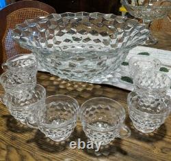 Fostoria American Punch Bowl Set includes 15 Punch Bowl and 8 Cups PRISTINE