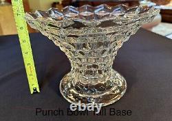 Fostoria American Punch Bowl, Tall Base, Underplate, Ladle and 12 Punch Cups