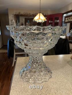 Fostoria American Punch Bowl With High Foot Base Clear Glass As Is Condition