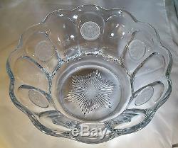 Fostoria Coin Crystal #1372 1-1/2 Gallon 14 Diameter Punch Bowl & Footed Base