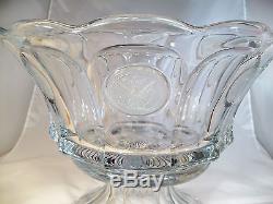 Fostoria Coin Crystal #1372 1-1/2 Gallon 14 Diameter Punch Bowl & Footed Base
