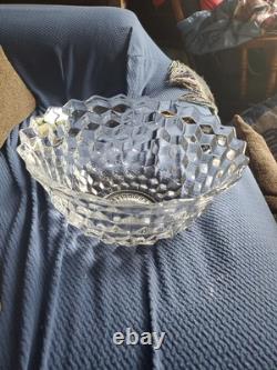 Fostoria Cubist Punch Bowl/Serving 14Bowl American Clear Block Geometric VTG