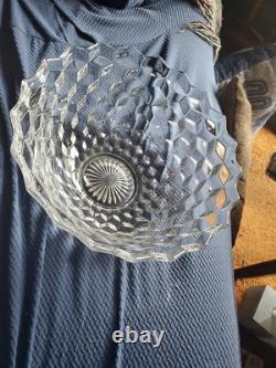 Fostoria Cubist Punch Bowl/Serving 14Bowl American Clear Block Geometric VTG