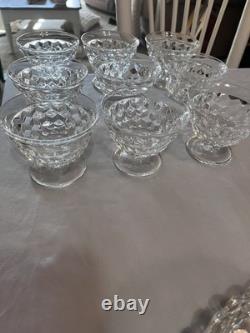 Fostoria Depression Glass plates, cups, goblets, punch bowl, salt & pepper etc