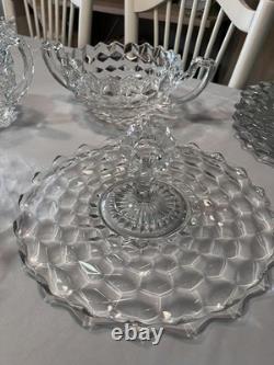 Fostoria Depression Glass plates, cups, goblets, punch bowl, salt & pepper etc