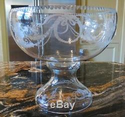 Fostoria Garland #237 Etch Non-Optic Large Punch Bowl & Stand