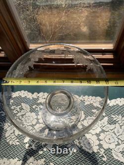 Fostoria Garland #237 Etch Non-Optic Large Punch Bowl, Stand, Ladle, and 12 Cups
