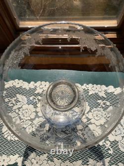 Fostoria Garland #237 Etch Non-Optic Large Punch Bowl, Stand, Ladle, and 12 Cups