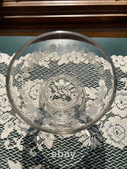 Fostoria Garland #237 Etch Non-Optic Large Punch Bowl, Stand, Ladle, and 12 Cups