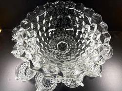 Fostoria Glass American Footed Punch Tom & Jerry Bowl with 8 Flared Rim Cups