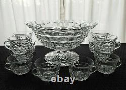 Fostoria Glass Clear American (Stem 2056) Tom & Jerry Punch Bowl & Cups Set