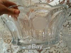 Fostoria Liberty Bell & Eagle Punch Bowl set. Crystal with 12 cups & glass ladle