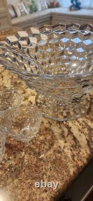 Fostoria Punch Bowl Set With 12 cups, Pitcher, Ladle, Punch Bowl