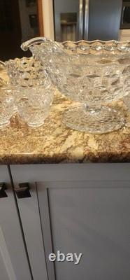 Fostoria Punch Bowl Set With 12 cups, Pitcher, Ladle, Punch Bowl