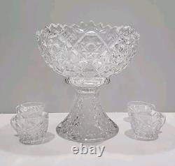 Fostoria Rosby Fruit / Punch Bowl & Stand ANTIQUE c. 1910 PRISTINE