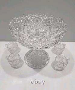 Fostoria Rosby Fruit / Punch Bowl & Stand ANTIQUE c. 1910 PRISTINE