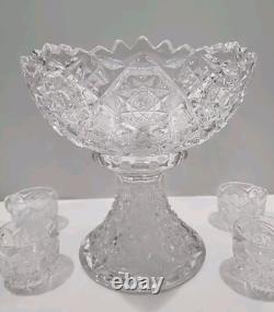 Fostoria Rosby Fruit / Punch Bowl & Stand ANTIQUE c. 1910 PRISTINE
