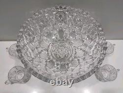 Fostoria Rosby Fruit / Punch Bowl & Stand ANTIQUE c. 1910 PRISTINE