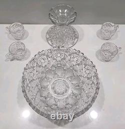 Fostoria Rosby Fruit / Punch Bowl & Stand ANTIQUE c. 1910 PRISTINE