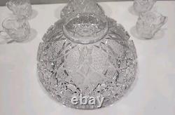 Fostoria Rosby Fruit / Punch Bowl & Stand ANTIQUE c. 1910 PRISTINE