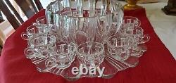 Fostoria Sun Ray Punch Bowl Set, With Under Plate, Bowl, 12 Cups