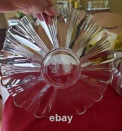 Fostoria Sun Ray Punch Bowl Set, With Under Plate, Bowl, 12 Cups