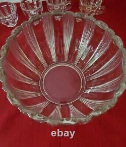 Fostoria Sun Ray Punch Bowl Set, With Under Plate, Bowl, 12 Cups