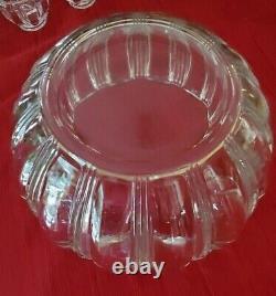 Fostoria Sun Ray Punch Bowl Set, With Under Plate, Bowl, 12 Cups