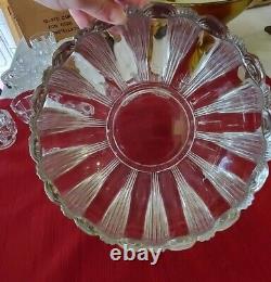Fostoria Sun Ray Punch Bowl Set, With Under Plate, Bowl, 12 Cups