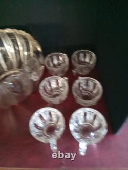 Fostoria SunRay Vintage Punch Bowl With 12 Matching Cups. Excellent Condition
