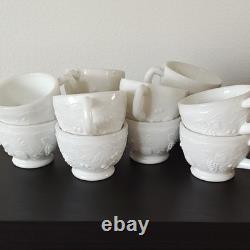 Fruits Milk Glass Punch Bowl, Pedestal, ladle, 12 cups by Westmoreland