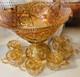 G63-Imperial Glass Marigold Carnival Glass Punch bowl set 8 Pieces