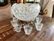 GORGEOUS L. E. SMITH GLASS PUNCH BOWL AND ORNATE STAND WithCUPS