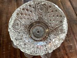 GORGEOUS L. E. SMITH GLASS PUNCH BOWL AND ORNATE STAND WithCUPS
