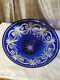 GRAND COBALT BLUE CUT TO CLEAR QUEENS LACE CRYSTAL PUNCH BOWL 11 x 4.75
