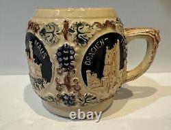 Gerzit Punch Bowl Set 7 Mugs Painted Castles Original German Piece Vintage Set